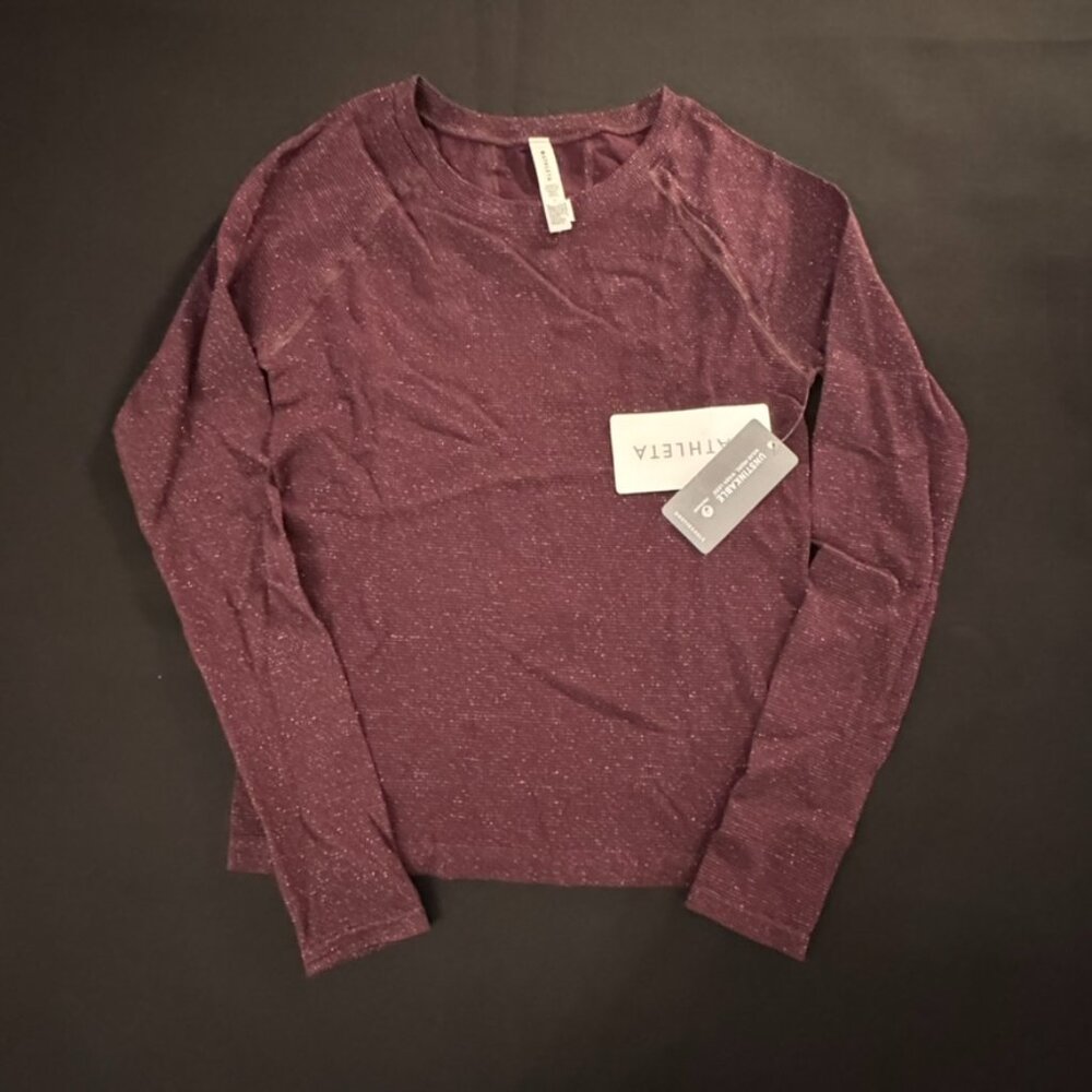 Athleta Momentum Seamless Top Small Shimmer Burgundy